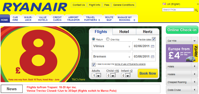 Ryanair Bilietų Pirkimo Sistema Sudėtingesnė, Ryanair Skrydžių Kainos
